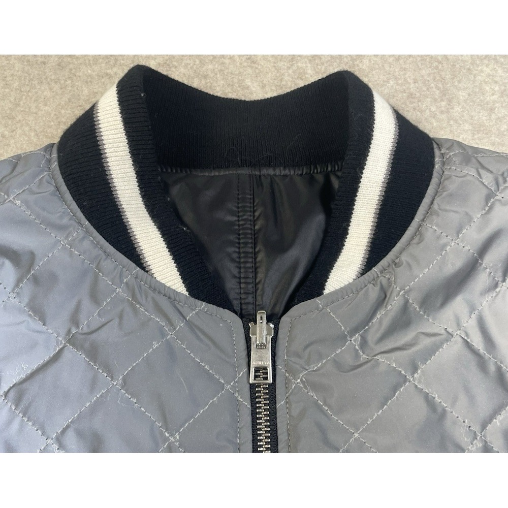 Athleta Reflective Black Silver Reversible Jacket Quilted Size Lg Athletic Track - Picture 16 of 16